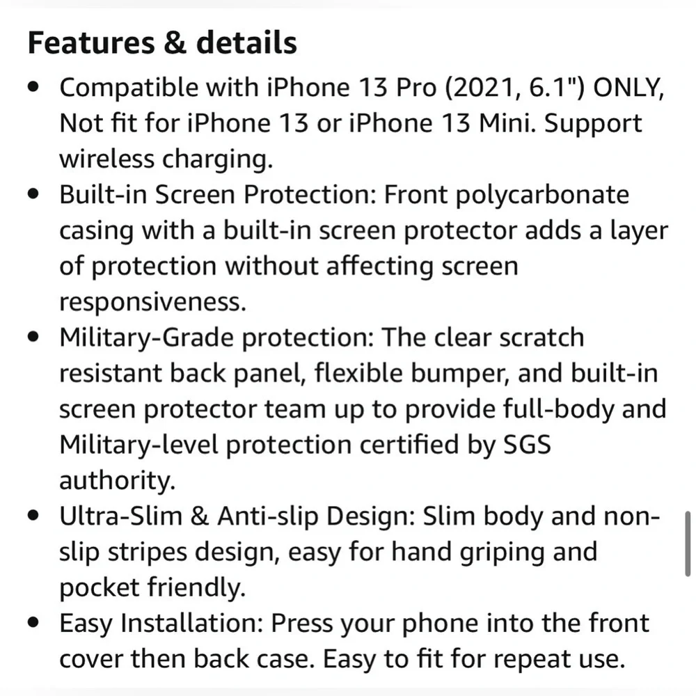 IPHONE 13 Pro cellphone case with built in screen protector